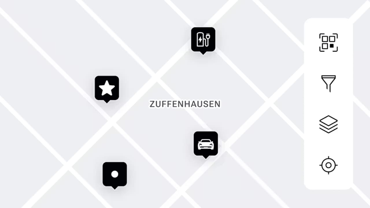 Map with icons of the offered functions